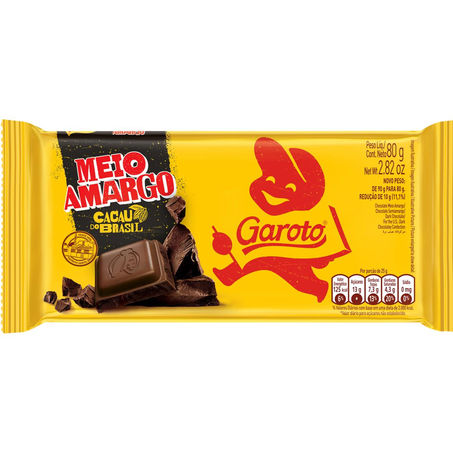 Chocolate Garoto 80g - Meio Amargo