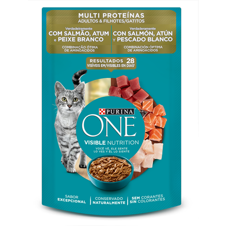 Alimento Para Cães Purina One Salmão,Atum e Peixe Branco Sachê 85g 
 