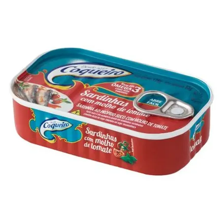 Sardinhas ao Próprio Suco Coqueiro com Molho de Tomate Lata 75gr