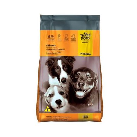THREE DOGS ORIG FIL MED E GDES 10,1KG