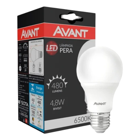 Lâmpada avant led 4.8w 6500k e27 pera bivolt