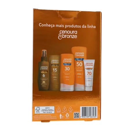 Kit cenoura e bronze protetor solar 200ml + facial 50g fps 30 360-17
