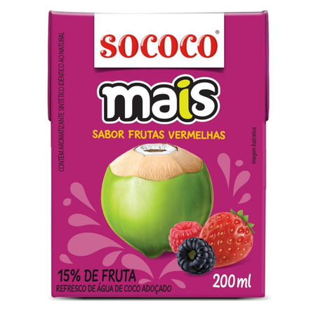 Agua coco sococo 200ml+ frutas vermelhas
