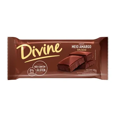 Chocolate divine meio amargo 50% cacau 90g