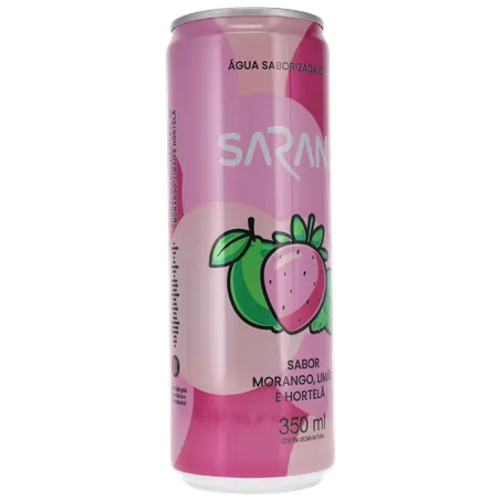 ÁGUA SABORIZADA COM GÁS SARANDI MORANGO, LIMÃO E HORTELÃ LATA 350ML 360-32