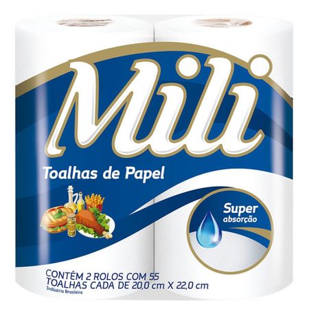 Papel toalha mili c/02un