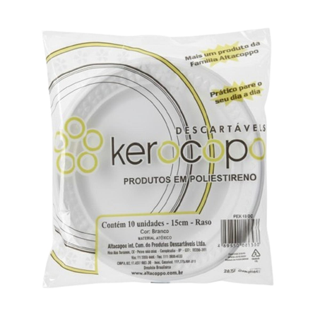 Prato Descartável Kerocopo 15cm - Branco