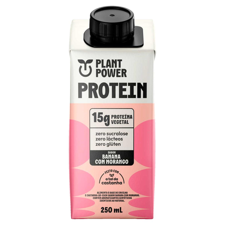 Bebida Vegetal Plant Power 250ml - 15g de Proteína - Banana com Morango