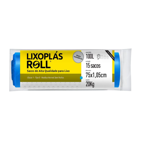 SACO LIXO LIXOPLAS ROLL 100L 15UN