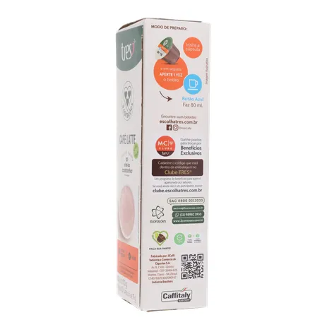 Café com Leite em Cápsula 3corações Latte Vegano Caixa com 10un - 110gr 360-7