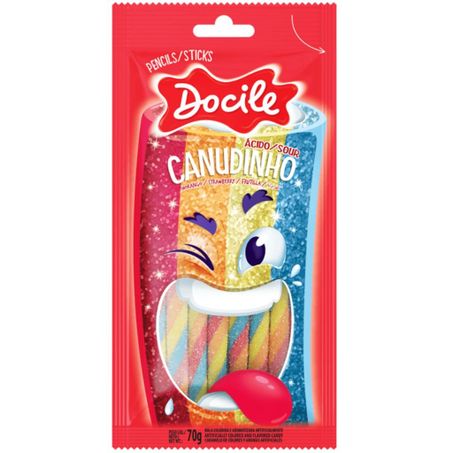 Bala canudinho docile 70g morango acido