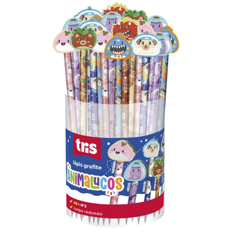 Esc lapis preto animalucos tris hb c/borracha un