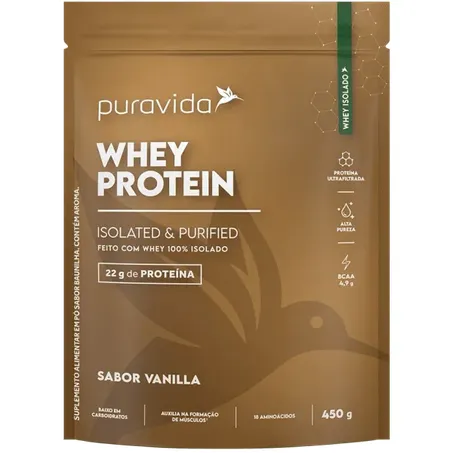 WHEY PROTEIN ISOLADO VANILLA 450G - PURA VIDA