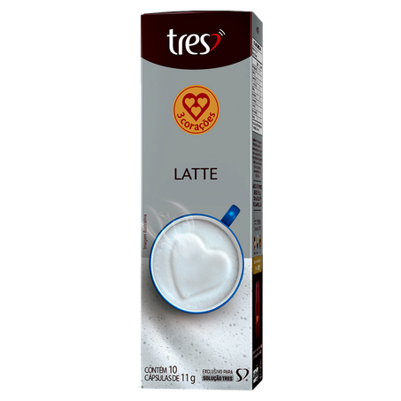 Café Cápsula 3 Corações Latte Tres 110g