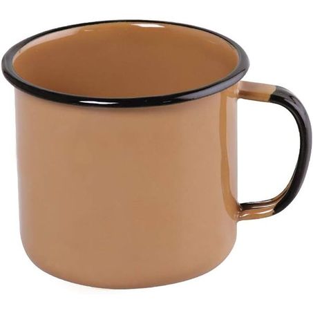 Caneca Esmaltada Ewel N.06 Bege/Marrom