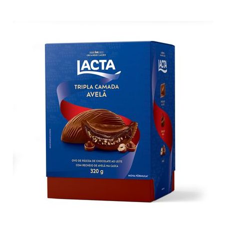 Ovo de chocolate lacta 320g tripl camada avela