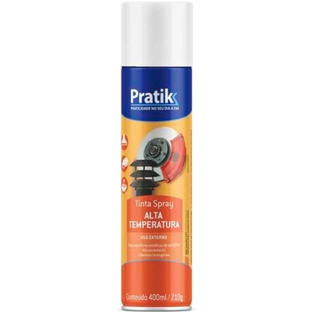 Tinta pratik spray branco fosco alta temperatura 400ml