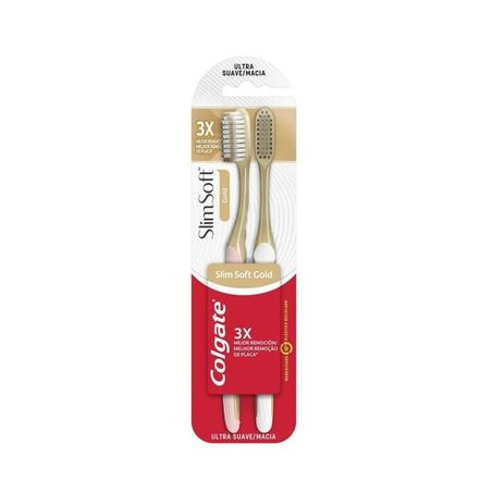 ESCOVA DENTAL COLGATE SLIM SOFT GOLD MACIA CARTELA C/2UNID