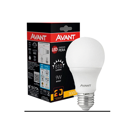 LÂMPADA AVANT LED PERA BIVOLT 9W AMARELA