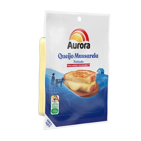 Queijo mussarela fatiado aurora pacote 150g