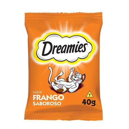 Petiscos dreamies para gato sabor frango cremoso 40g