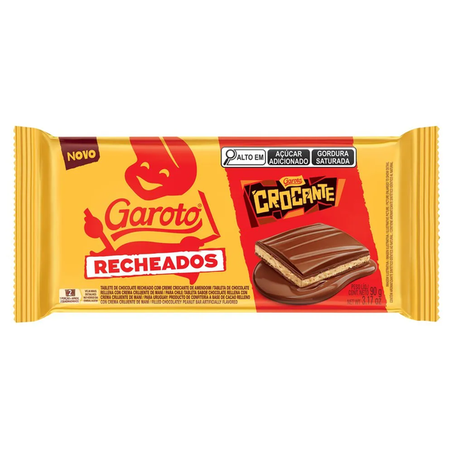 BARRA DE CHOCOLATE RECHEADO GAROTO CROCANTE STICK 90G