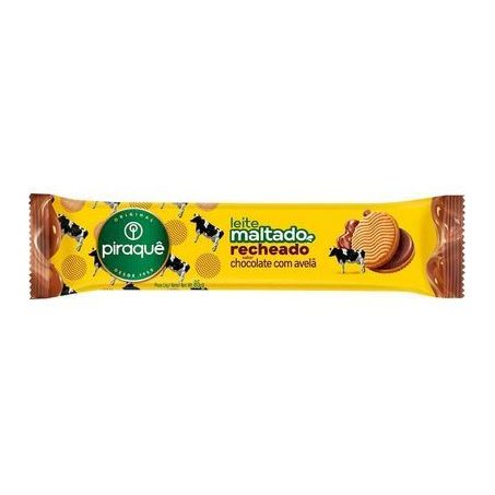 Biscoito leite maltado rech. chocolate c/ avelã piraque 85g