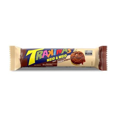 Biscoito trakinas meio a meio chocolate branco 126g