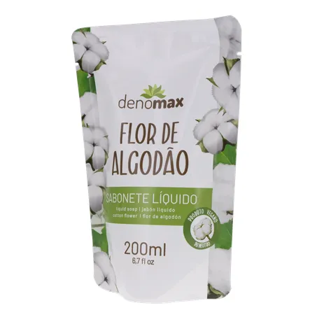 SABONETE LÍQUIDO DENOMAX SACHÊ FLOR DE ALGODÃO 200ML 360-2