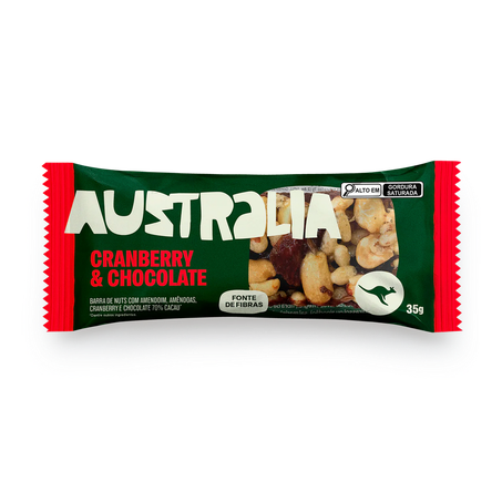 Barra de Nuts Australia Cranberry e Chocolate 35g