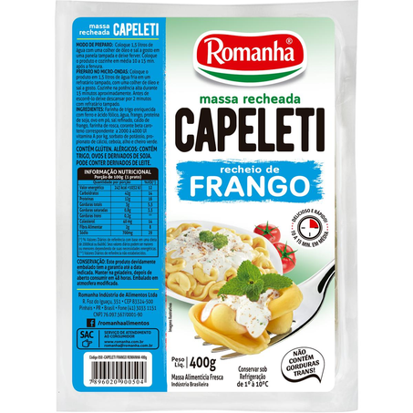 Massas Recheadas Romanha 400g - Capeletti - Frango
