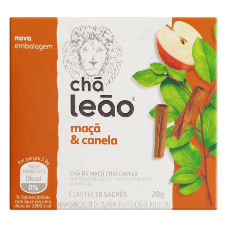 Chá de Maçã com Canela Leão Sachê 2gr - Caixa com 10un - 20gr