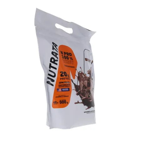 Suplemento Alimentar em Pó Nutrata 100% Whey Protein Concentrado Duplo Chocolate Pacote 900gr 360-31