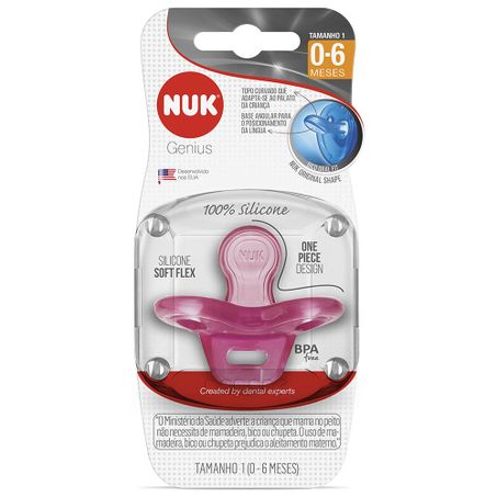 Chupeta Nuk 100% Silicone Fase 1 7301 - Rosa