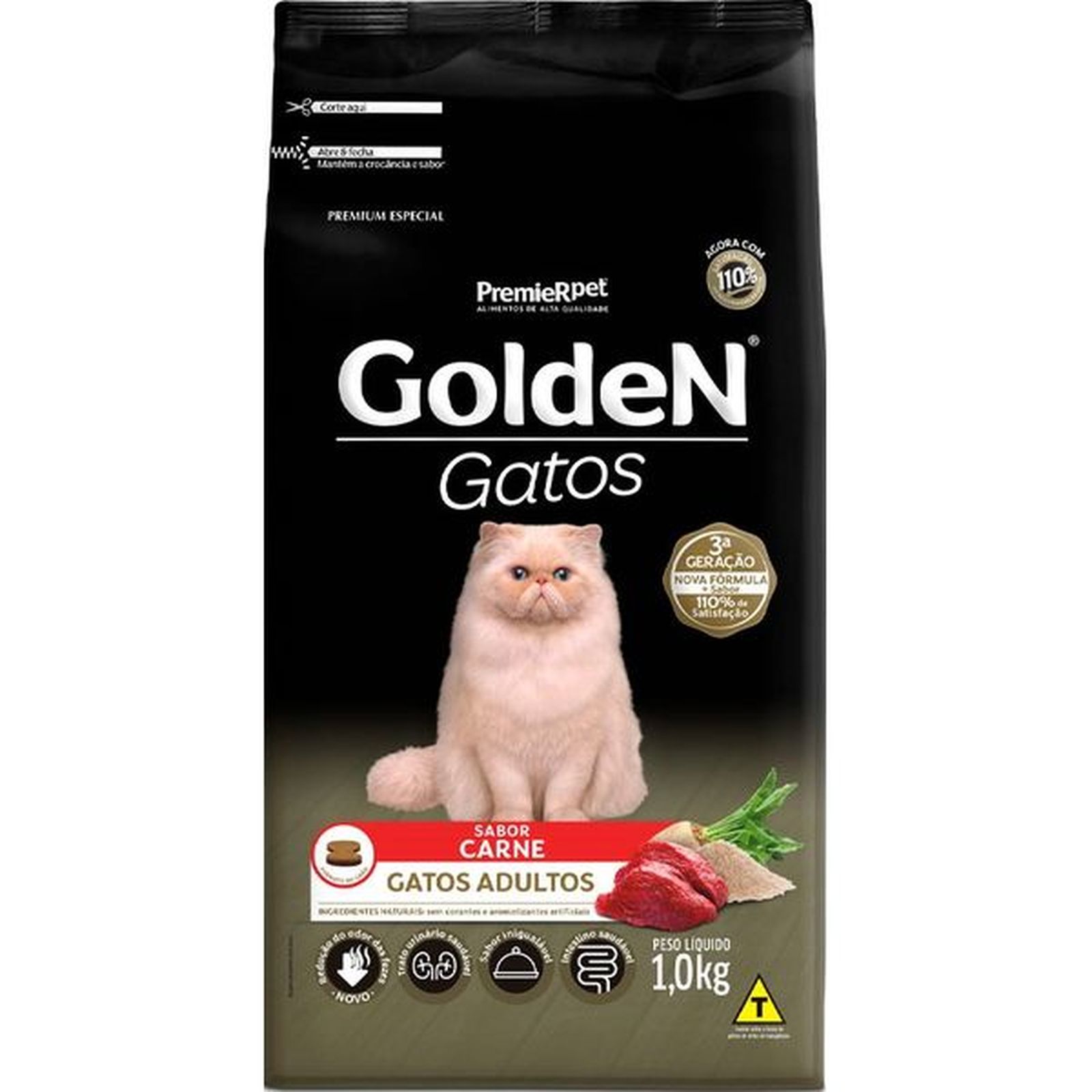 Ração Golden para Gatos Adultos Sabor Carne 1kg