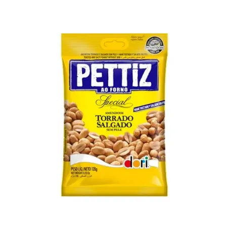 Amendoim pettiz 120g salgado e torrado sem pele