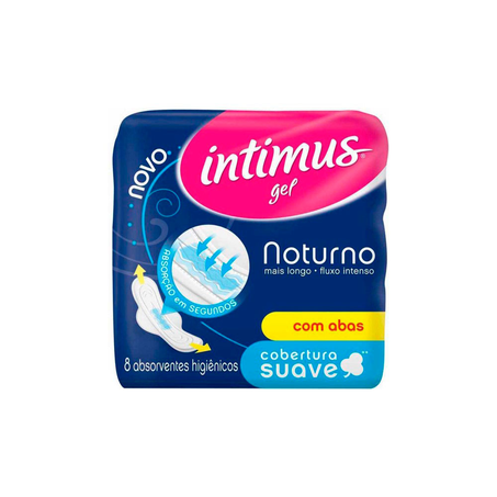 Absorvente Intimus Noturno Cobertura Suave Com Abas 8 Unidades
