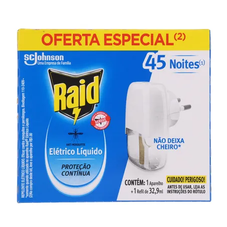 REPELENTE APARELHO RAID 45 NOITES 32,9ML OFERTA ESPECIAL 360-0