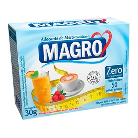 Adoçante Pó Magro Zero Calorias 50 Sachês Caixa 30g 
 