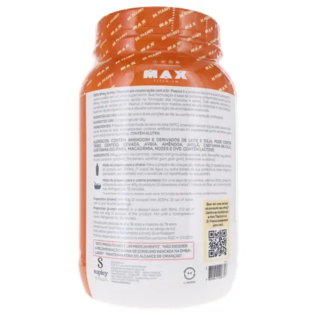 SUPLEMENTO WHEY PROTEIN MAX TITANIUM DR.PEANUT DOCE DE LEITE POTE 900G 360-23