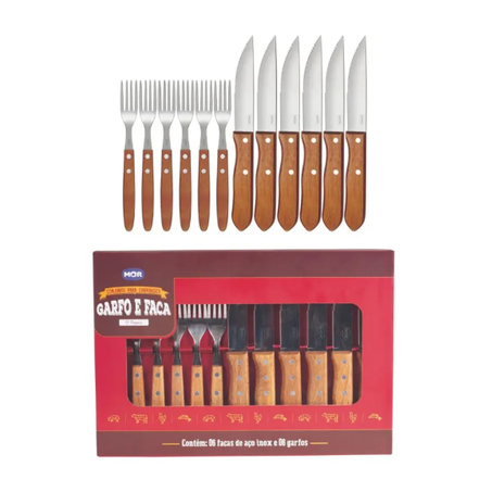 CJ CHURRASCO MOR GARFO FACA  CJ.12PCS