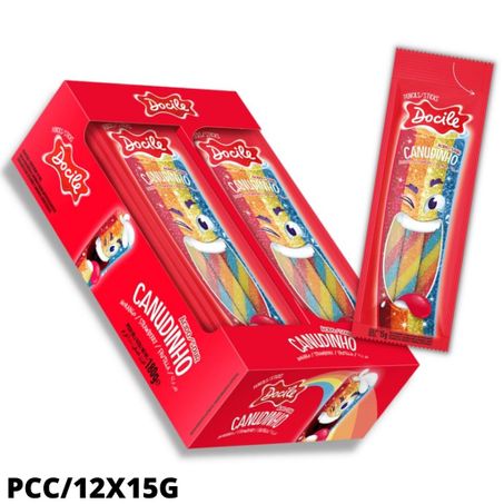 Bala canudinho docile pcc/12x15g colorido 3 sabores citricos