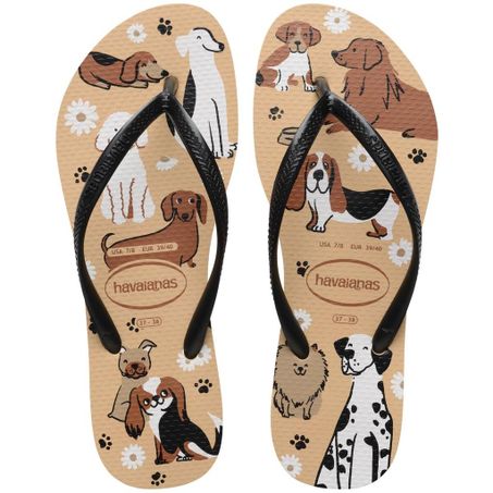 SANDÁLIAS HAVAIANAS SLIM PETS FC MARROM, PRETO E BRANCO 35/36