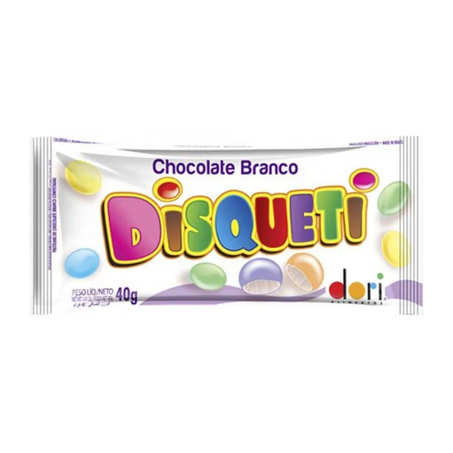 CONFEITO DISQUETI CHOC BRANCO 40G