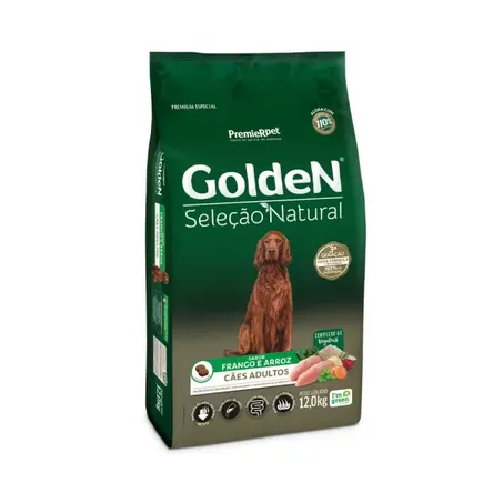 Ração Golden Seleção Natural para Cães Adultos Frango e Arroz 12Kg