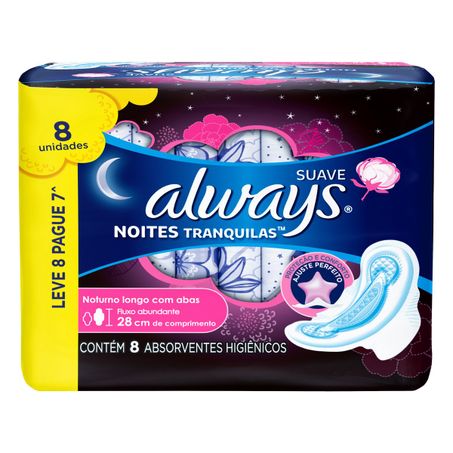 Absorvente com abas suave always noites tranquilas