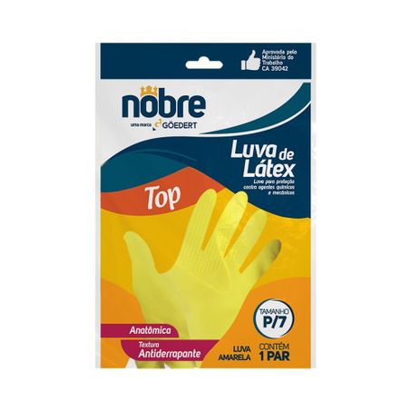 LUVA DE LÁTEX AMARELA TAMANHO P/7 NOBRE GOEDERT