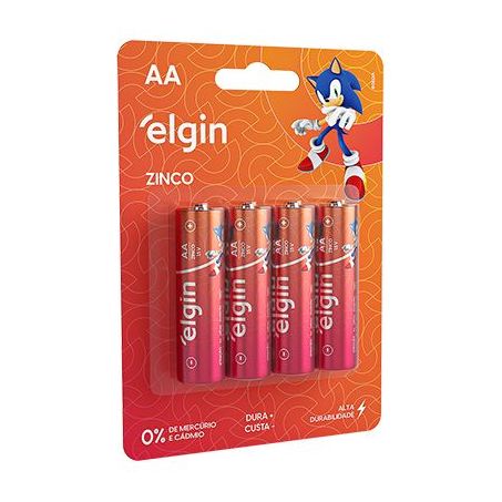 Pilha zinco elgin aa c/4