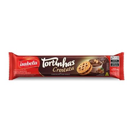 Biscoito Recheado Isabela Tortilhas Crostata Chocolate com Avelã Pacote 80gr