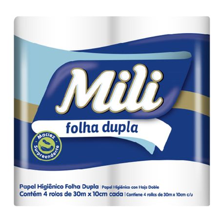 PAPEL HIGIÊNICO FOLHA DUPLA MILI COM 4 ROLOS